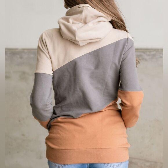 Ampersand Ave SingleHood Madrid Diagonal Colorblock Fleece Sweatshirt Hoodie S - Picture 3 of 11